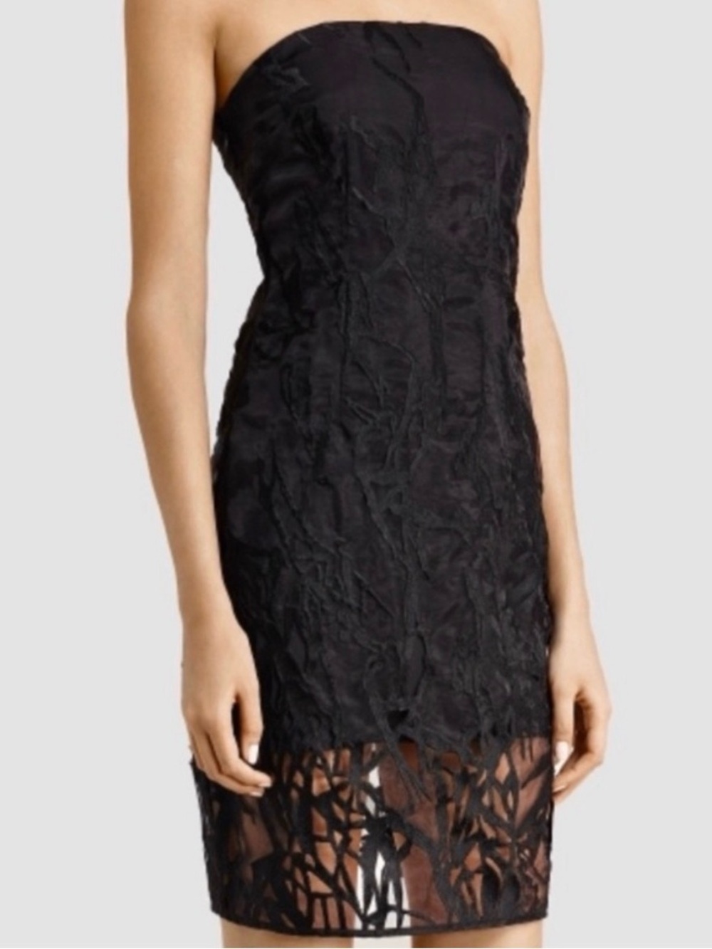 ALLSAINTS Iree Strapless Black Lace Cocktail Dress Size 6